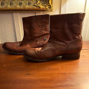 FRYE Womens Melissa Leather Button Zip Short Brown Boots Size 8.5